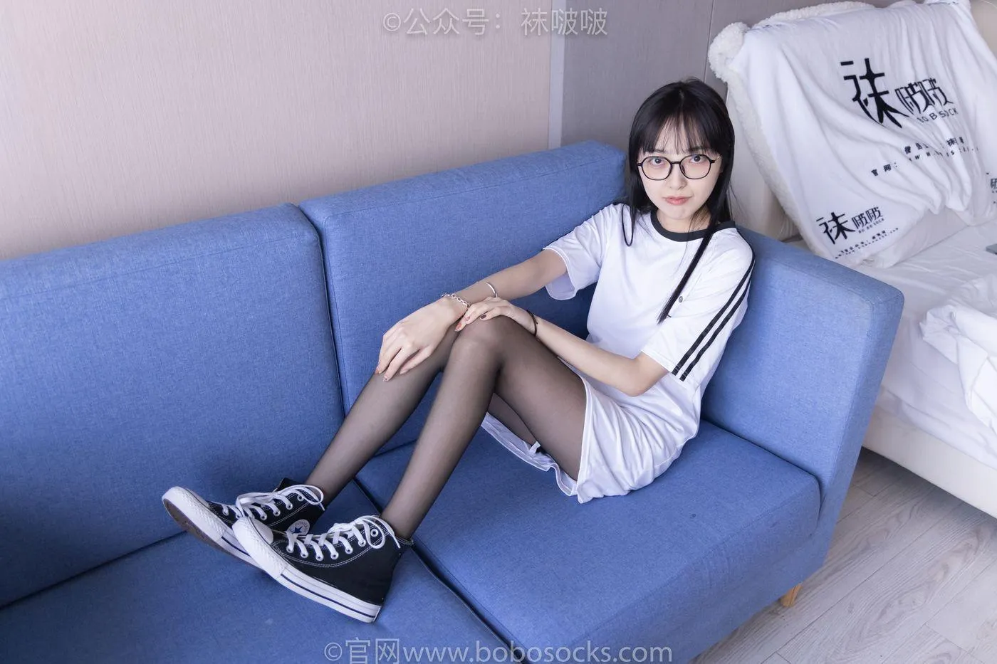 [BoBoSocks袜啵啵]NO.067 稚予-匡威帆布鞋、黑丝 [125P]插图7